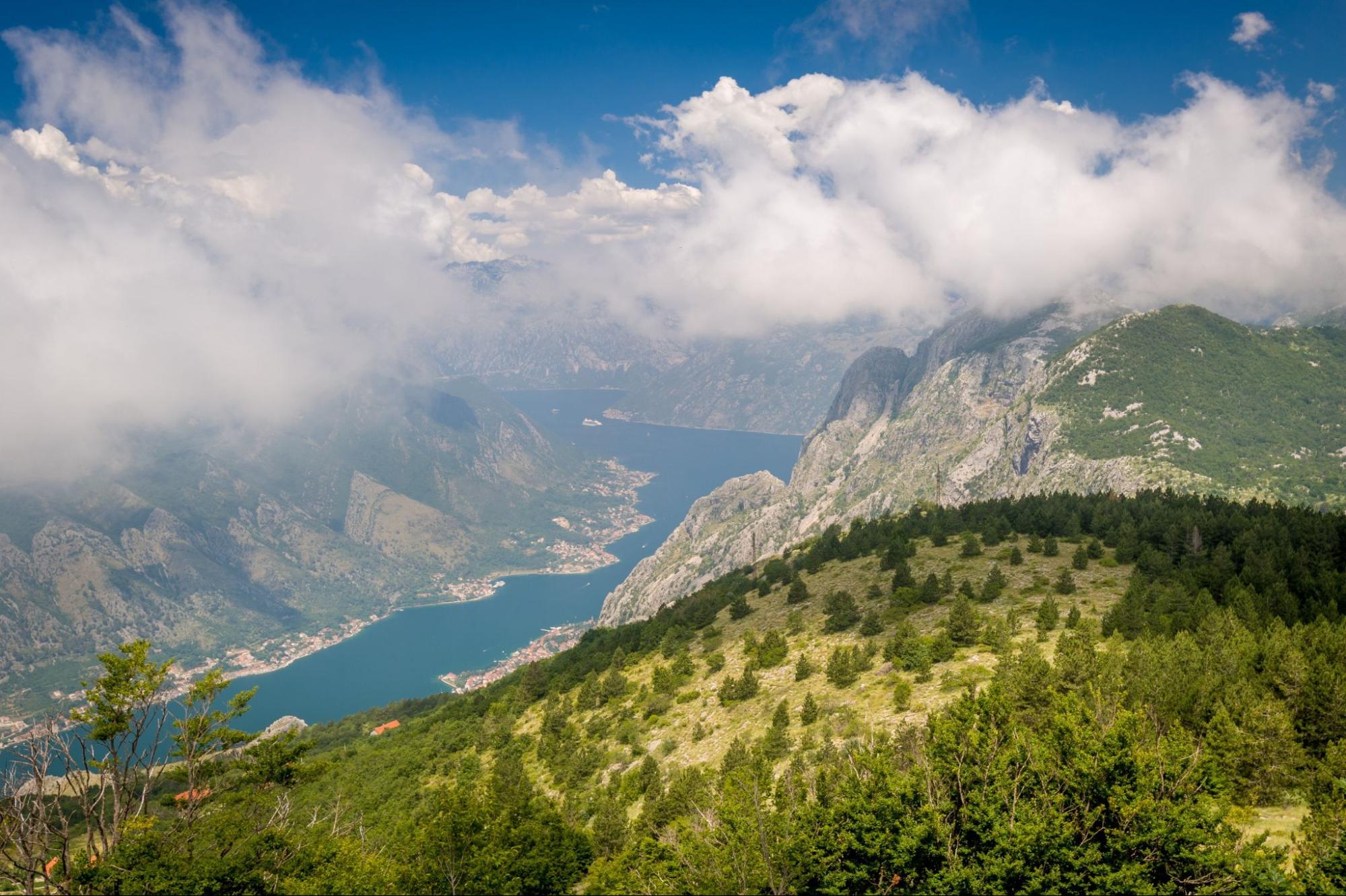 Lovcen national park. Mountain view on the Bay of Kotor. Montenegro